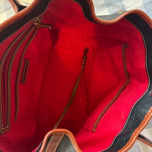 Dooney & Bourke Black & Brown Leather Pebbled Tote Bag With Double Handles - Picture 8 of 13